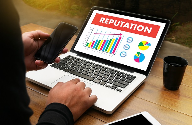 colorful graphs showing reputation numbers on laptop